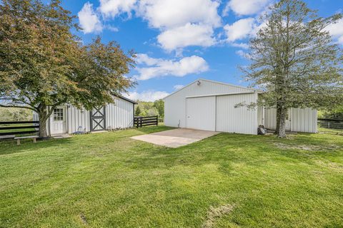 Fenced pasture and a storage shed on a farm near Elkwood, Culpeper County, Virginia