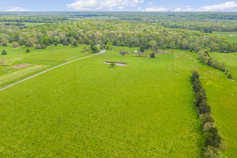 Aerial view of wide open pasture on a farm near Elkwood, Culpeper County, Virginia