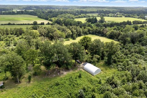 Aerial view of rolling wooded pasture on a farm near Elkwood, Culpeper County, Virginia